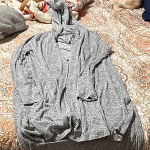 Heather Gray Hooded Sweater Cardigan